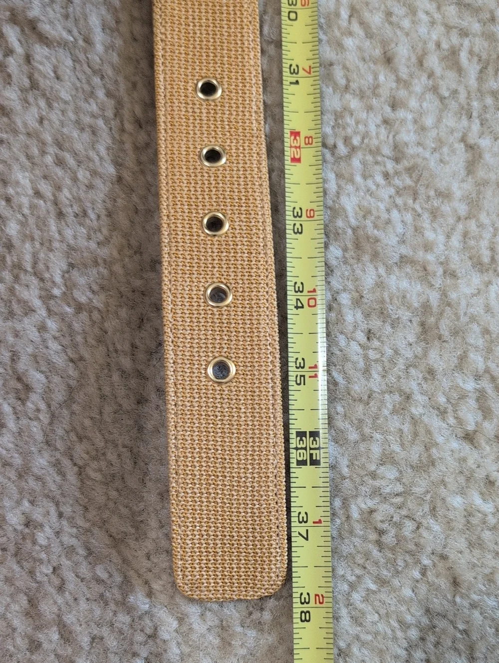 NWOT Talbots Womens Leather Underside Tan Canvas Belt with Brown Accents